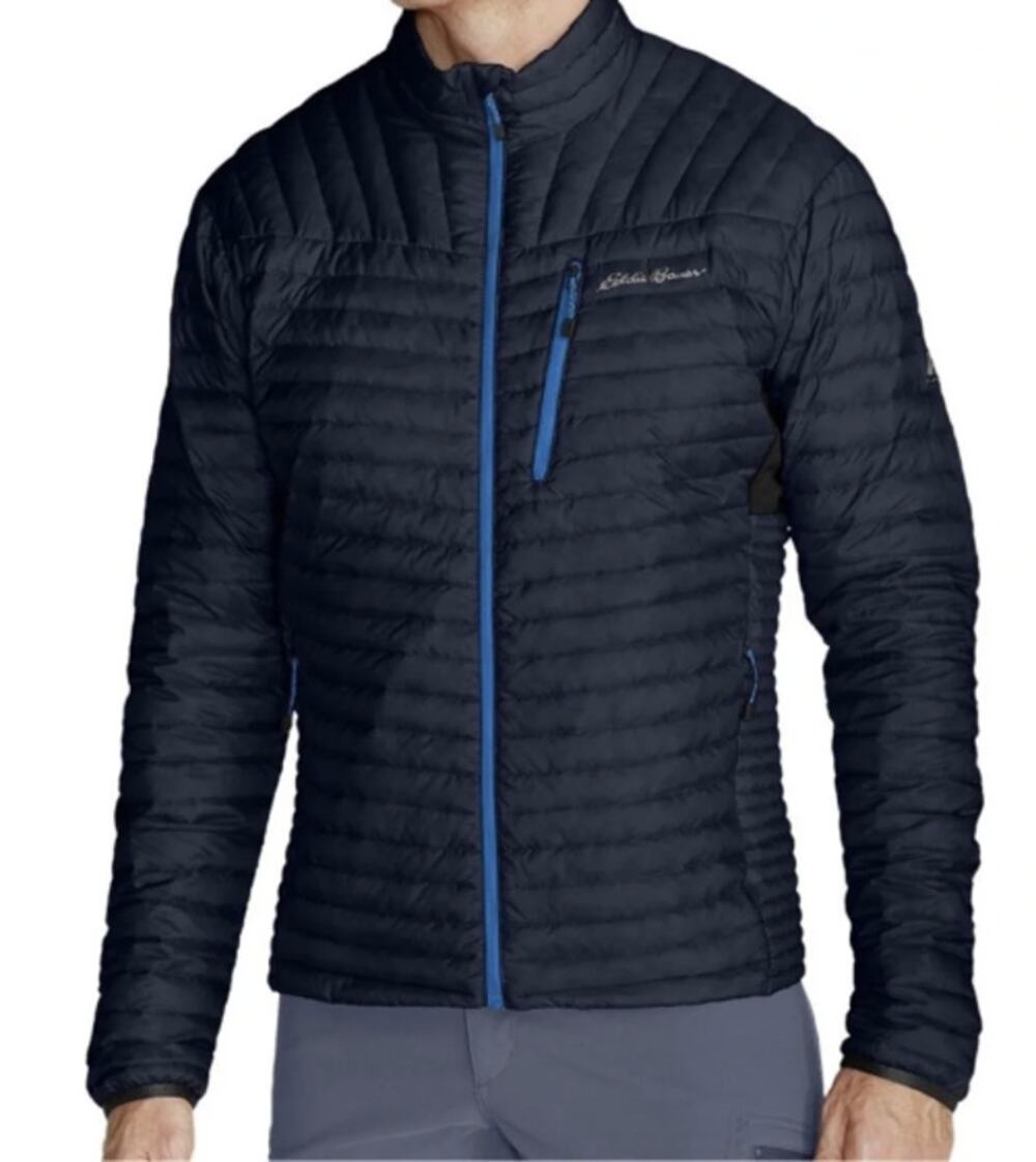 Eddie Bauer Mens XL Navy Blue MircoTherm 2.0 Packable Down Puffer Jacket HR12-37